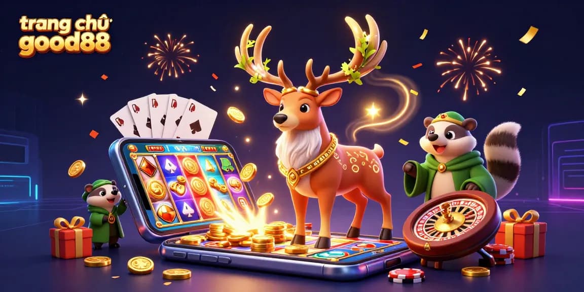 Experience the excitement of trang chủ good88 with a vibrant casino scene featuring magical characters and fun games.