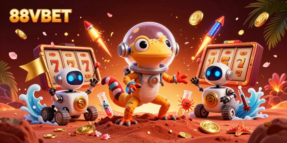 Play exciting casino slots at 88VBET, where a Martian gecko uncovers treasures in a golden casino!
