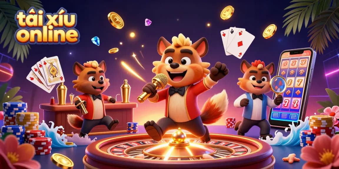 Experience the excitement of tài xỉu online with lively hyenas in a vibrant casino atmosphere.