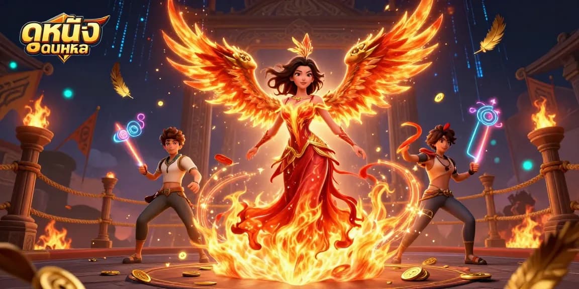 Experience ดูหนังออนไลน์ with excitement as you spin through the virtual casino landscape full of gold coins and magical energy.
