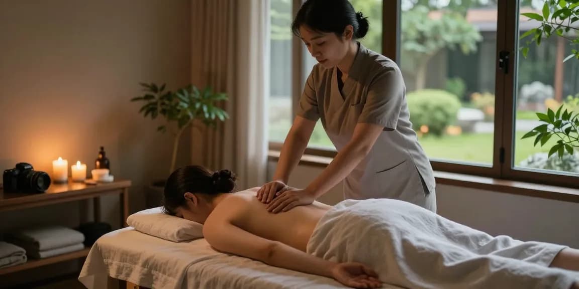 안양출장마사지 therapy in a tranquil spa with soothing elements.