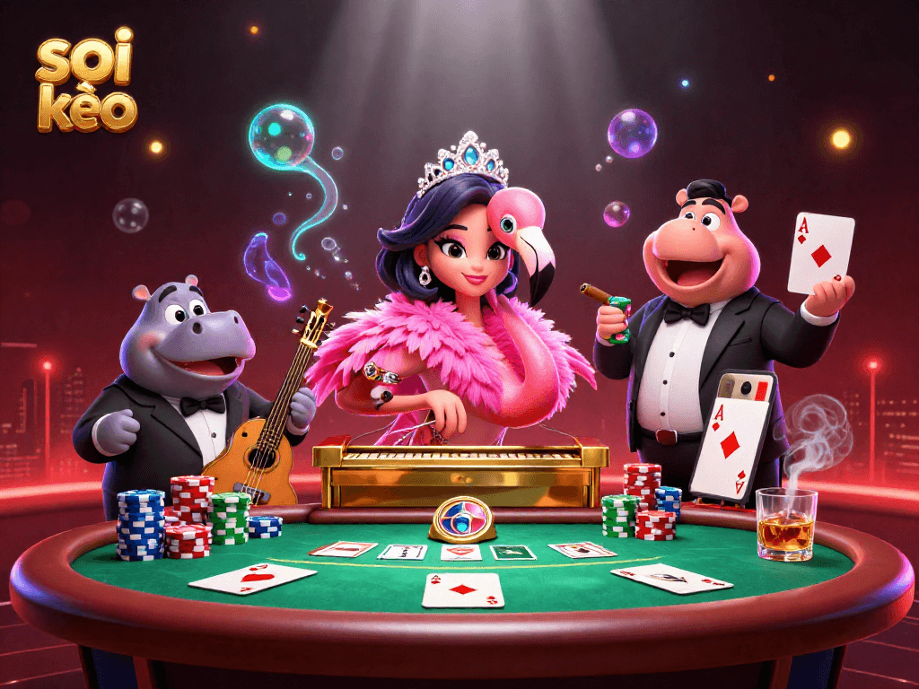 Engage with soi kèo betting strategies featuring vibrant casino characters in a lively scene