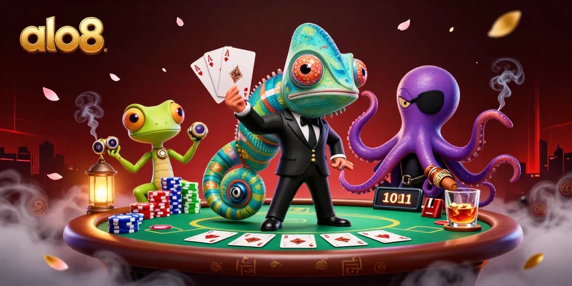 Engage in thrilling gameplay at alo8 with colorful characters and vibrant poker elements.