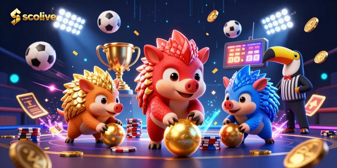 Socolive offers thrilling sports betting with dynamic pangolin rivals rolling into golden coins amid a vibrant casino atmosphere.