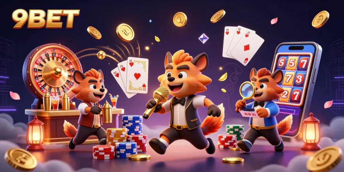 Experience the thrills of 9BET with hyenas in a lively casino scene featuring jokes, drinks, and ID checks.
