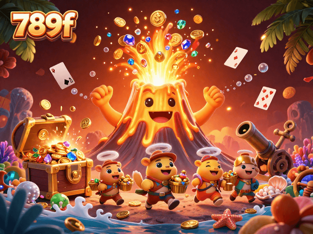 Experience thrilling wins at 789f with our vibrant 3D casino scene filled with treasures.