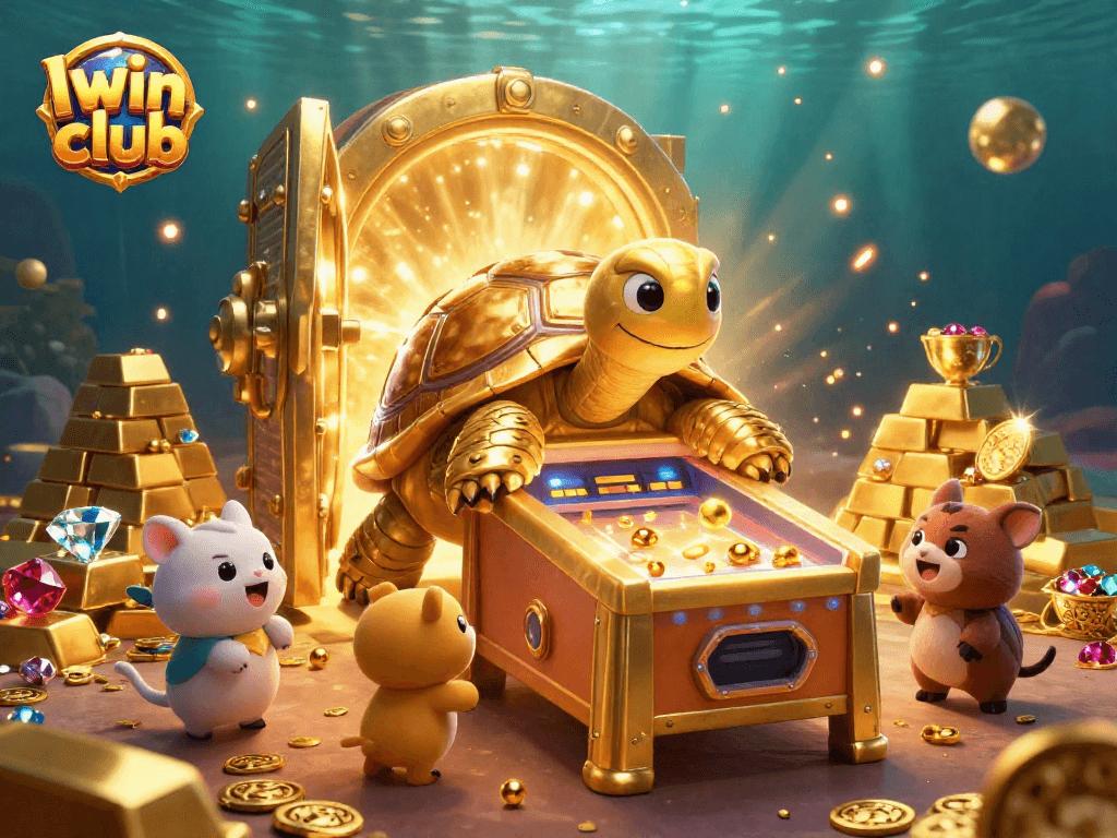 Iwin club brings excitement with a golden tortoise slot machine and treasure elements