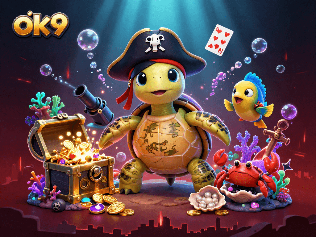 Spin and win at ok9 with a vibrant underwater casino adventure featuring treasure and games.