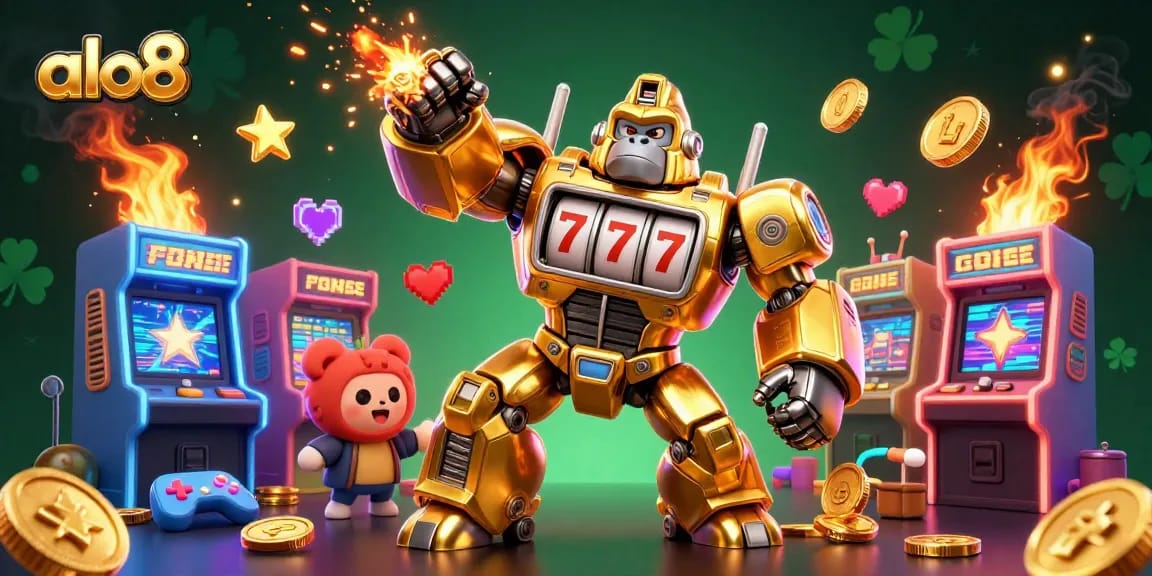 Experience thrilling wins with ALO8's vibrant 3D gaming scene featuring lucky elements.