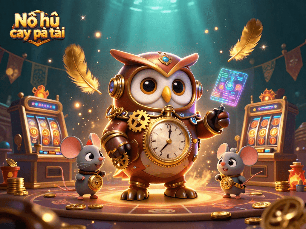 Nổ hũ cây phát tài activates exciting slot wins with vibrant characters and dynamic casino elements.