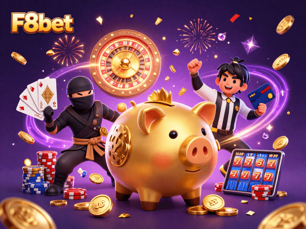 Win big with F8bet as the golden piggy bank hero inspires gamers to victories!