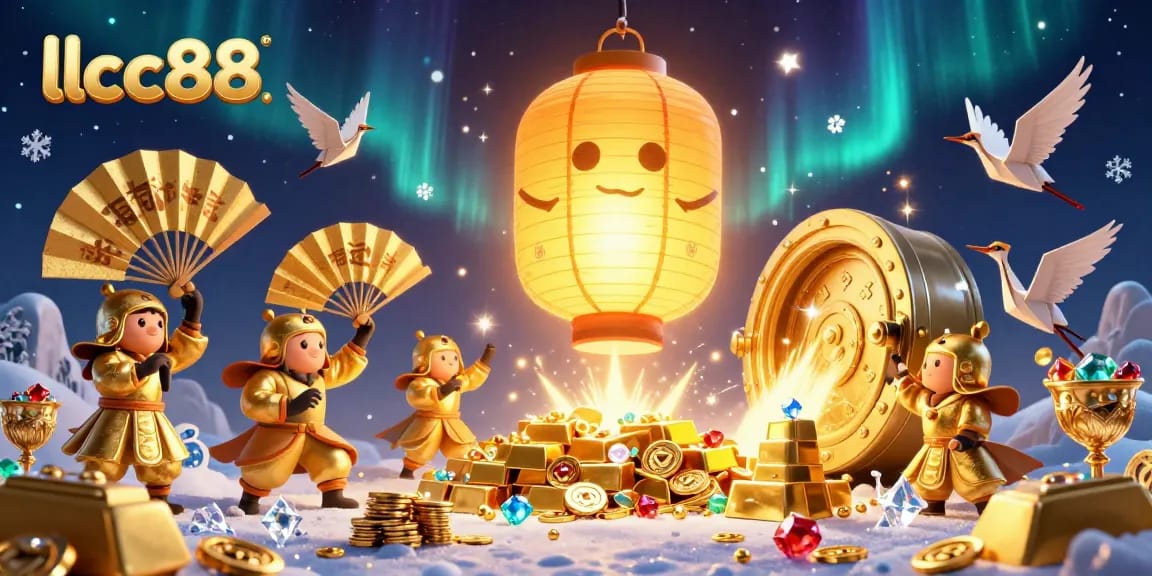 Experience the excitement of lclc88's vibrant casino atmosphere with glowing treasures and dynamic characters.