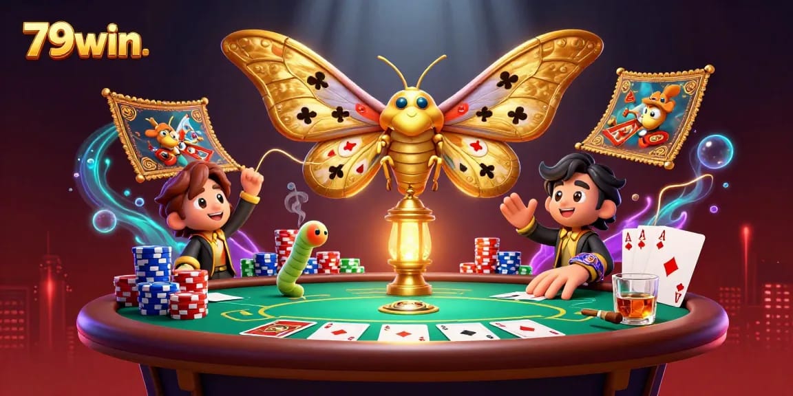 Experience the thrill of 79win with an exciting casino-themed digital illustration featuring vibrant gaming elements.