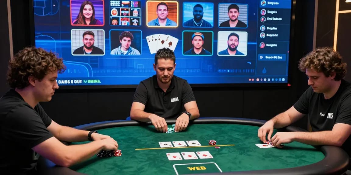 Engaged players enjoying Game Poker Uang Asli Dominobet online at vibrant virtual tables.