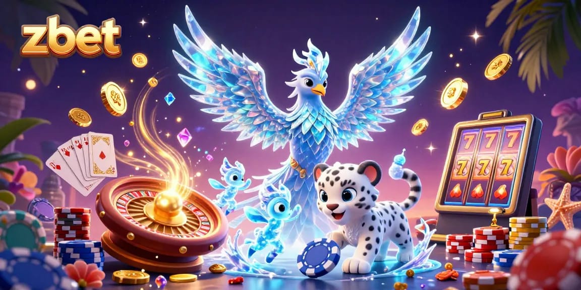 Experience thrilling games and vibrant visuals at zbet with illustrated characters and casino elements.