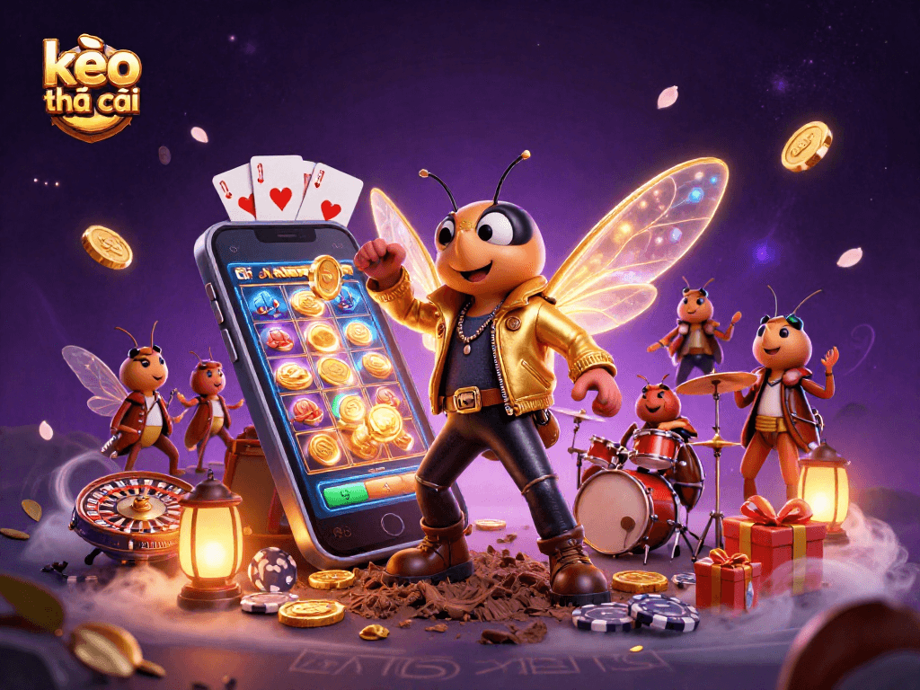 Engage with thrilling kèo nhà cái action as the cicada rock star and friends celebrate casino wins in vibrant 3D.