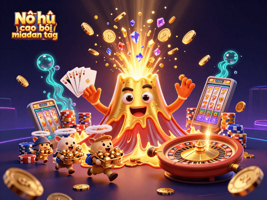 Experience the excitement of Nổ hũ cao bồi miền tây as treasure flows from the golden volcano with thrilling action elements.