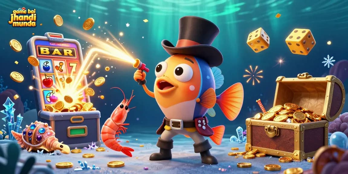 Engage in game bài jhandi munda with a vibrant underwater casino scene featuring golden coins and dynamic game elements.