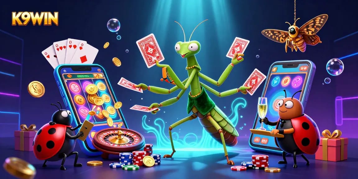 K9WIN offers a vibrant casino experience featuring unique characters in an engaging gaming scene with rich details.