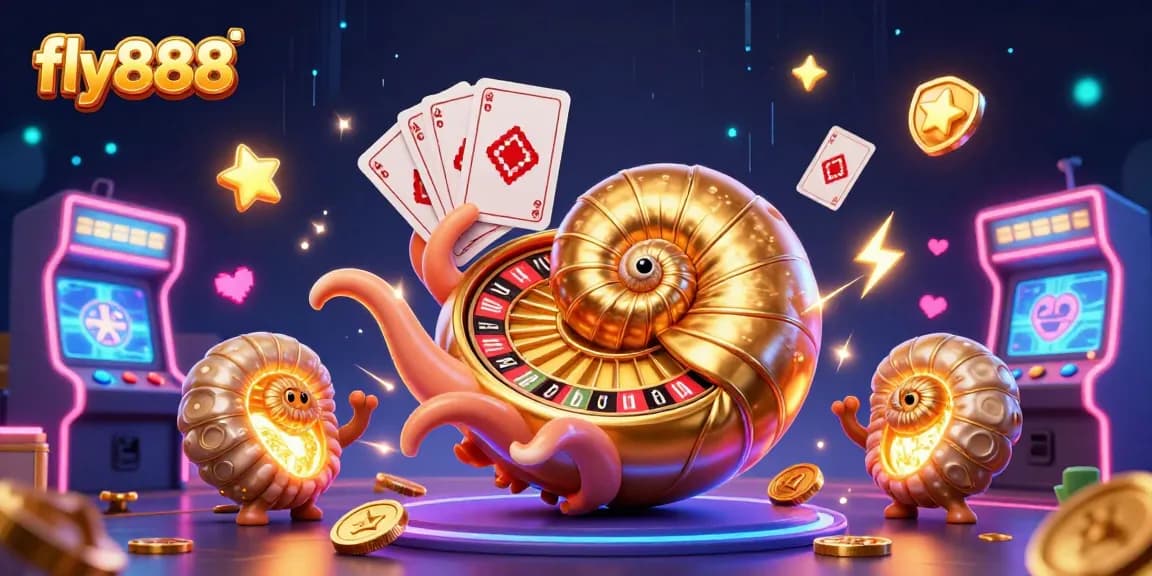 Engage in thrilling games at fly888 with a vibrant 3D casino scene featuring the giant nautilus as the roulette master.