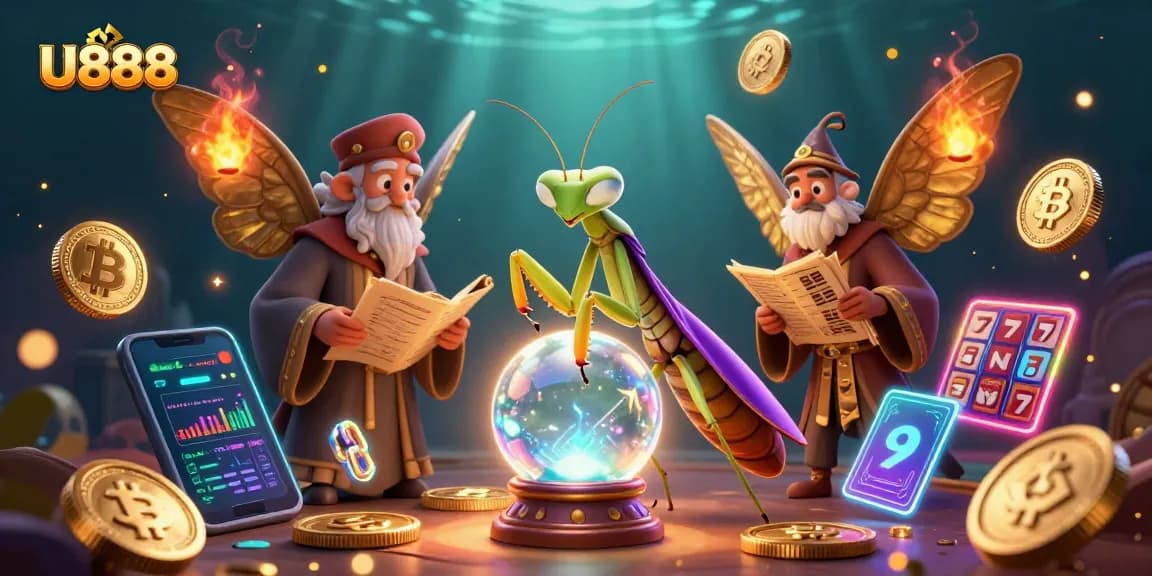 Experience U888's mystical casino with a fortune teller, moth librarian, and crypto elements.