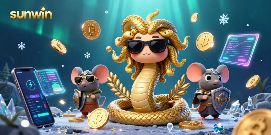 Engage with sunwin's exciting gaming world illustrated with Medusa and crypto elements.