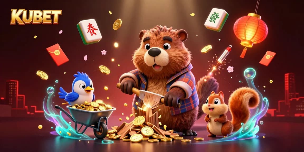 KUBET players enjoy thrilling wins in a vibrant casino world filled with playful animals and golden treasures.