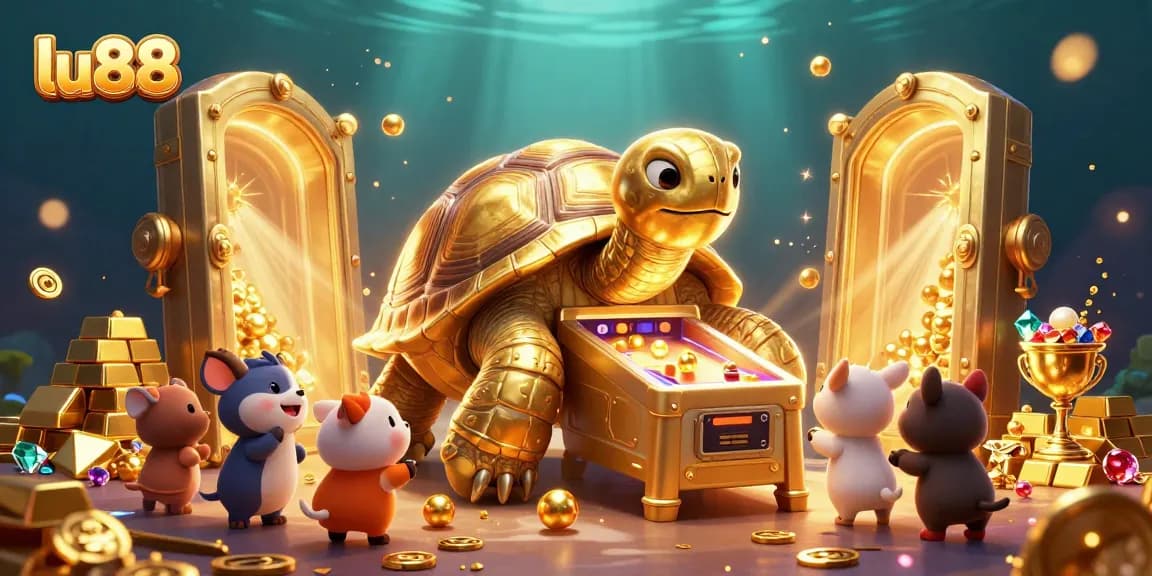 Experience excitement at lu88 with the golden tortoise pinball as joyful animals await their turn!