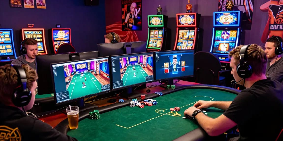 Engaged players at dewapoker online gaming tables, vibrant atmosphere and strategic discussions