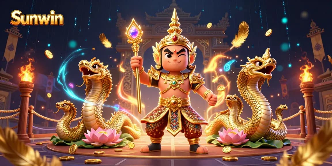 Experience thrilling gaming at Sunwin with vibrant 3D guardians and golden game elements.