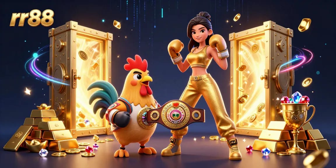 Experience the exhilarating world of rr88 with dynamic casino action and vibrant characters in an ultra-detailed illustration.