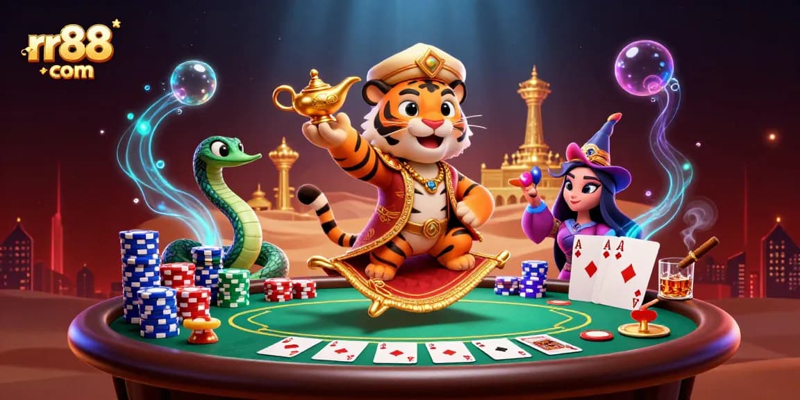 Experience thrilling gaming action at rr88 com with immersive 3D casino scenes featuring vibrant characters.
