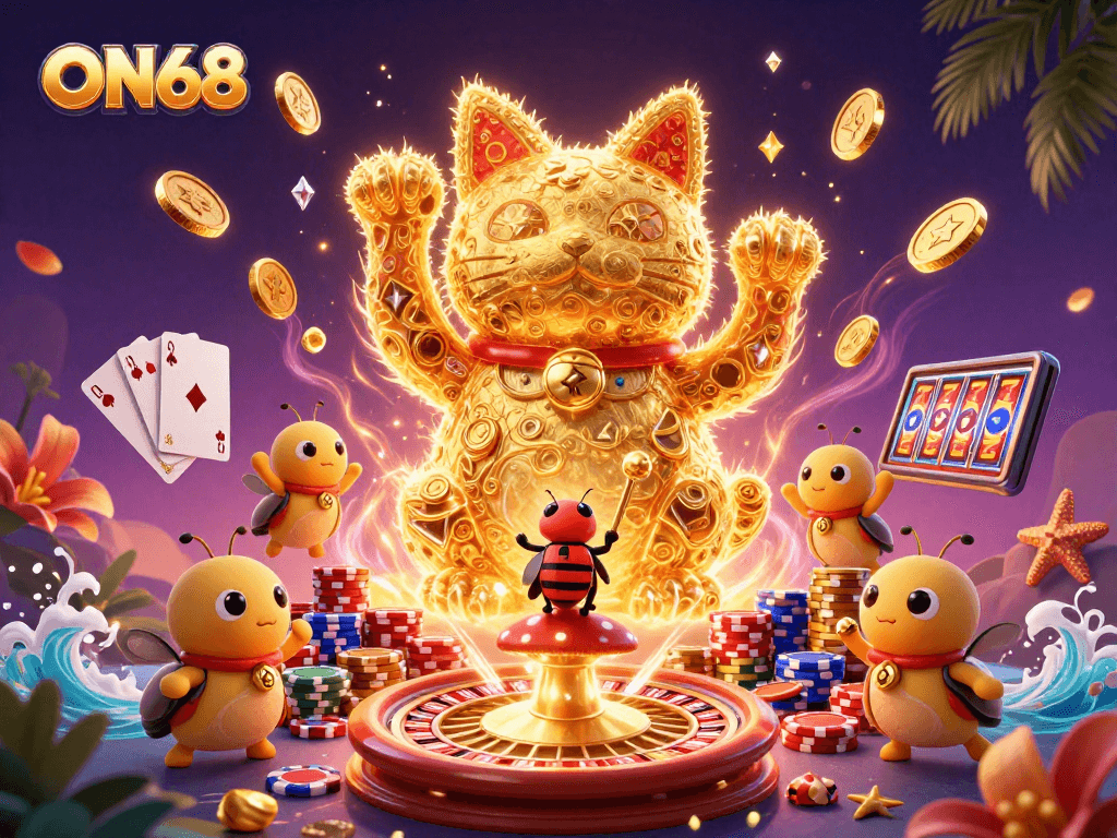 Experience thrilling gameplay and wins with ON68's vibrant casino universe filled with luck and excitement.