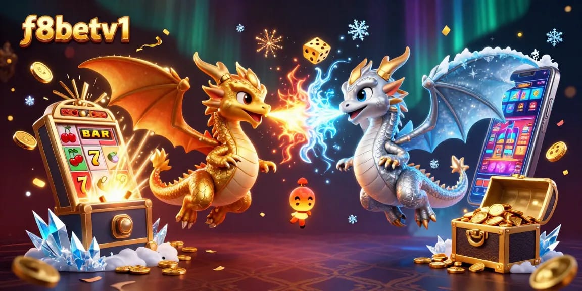 Engage with f8betv1's thrilling casino experience, featuring dynamic dragons and jackpot symbols.