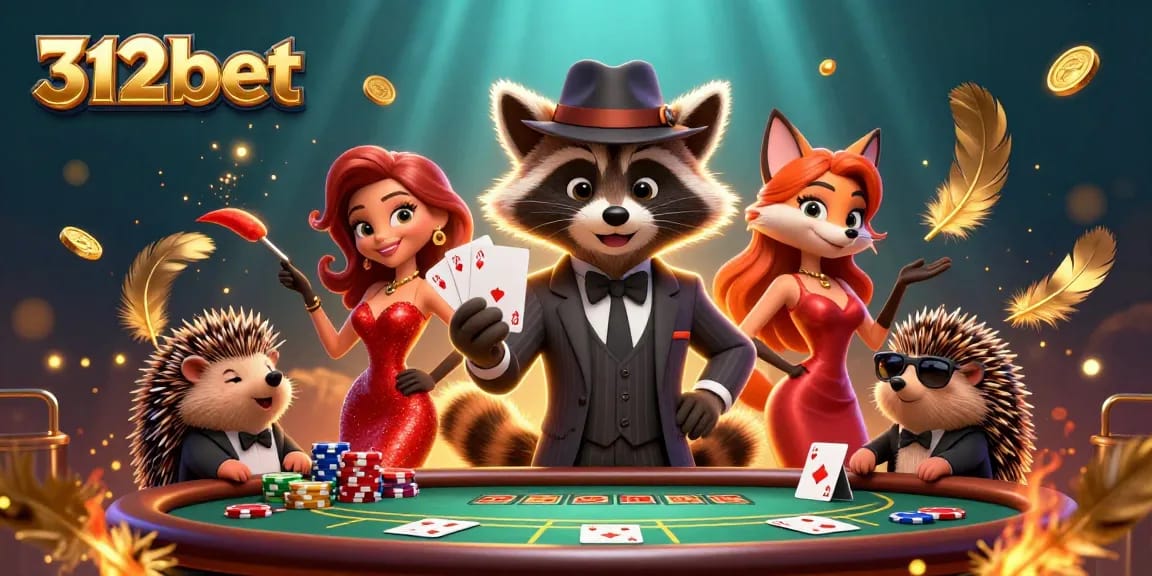 Experience the excitement of 312bet casino with animated characters and vibrant elements in a dynamic betting scene.