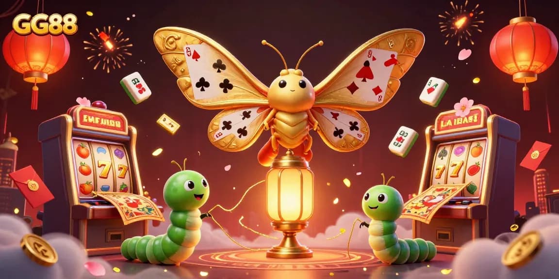 Engage in thrilling gaming experiences with GG88's vibrant 3D casino illustration featuring slot machines.