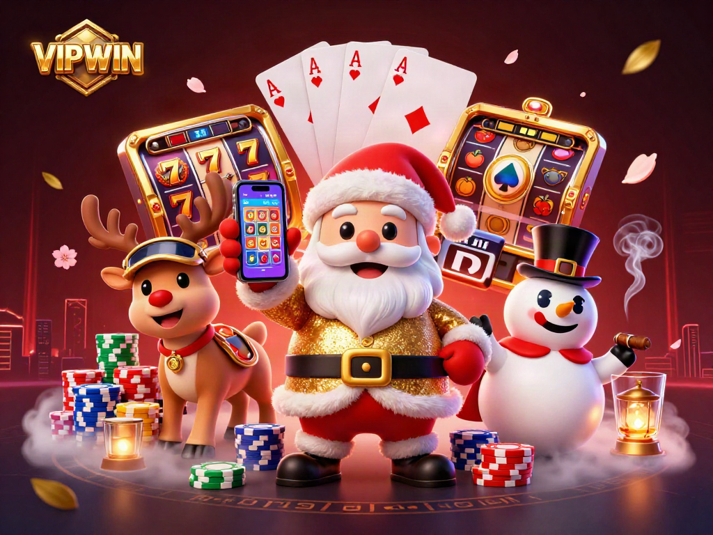 Spin to win jackpots at VIPWIN with Santa and his casino friends!