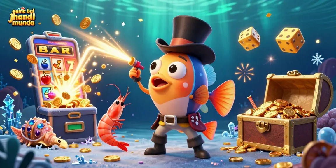 Engage in game bài jhandi munda with a vibrant underwater casino scene featuring golden coins and dynamic game elements.