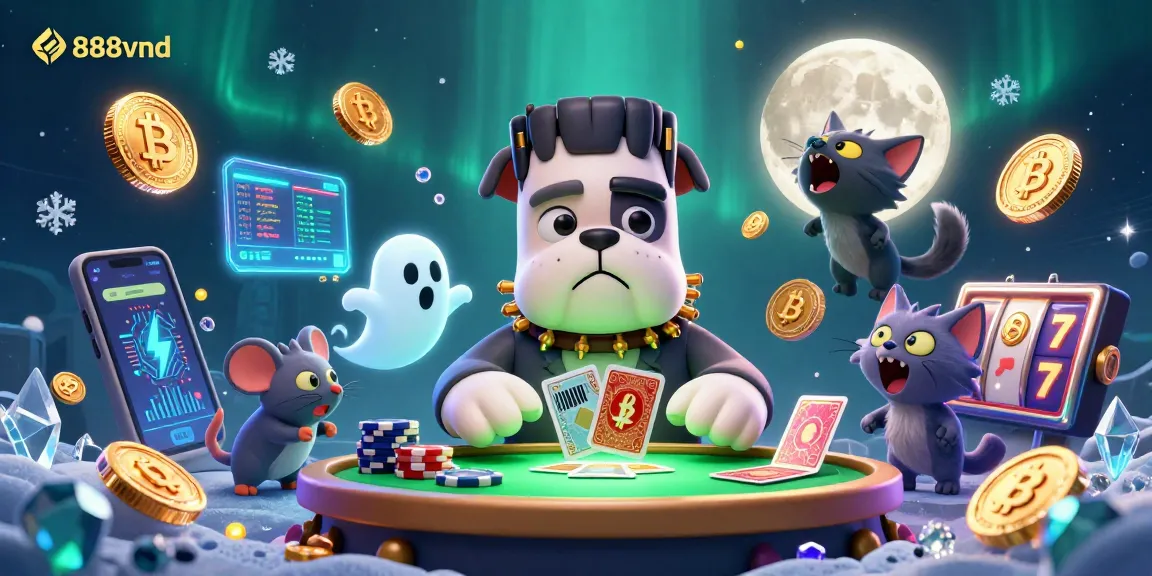 Engage in thrilling casino action with 888vnd featuring a playful bulldog dealer and vibrant game elements.