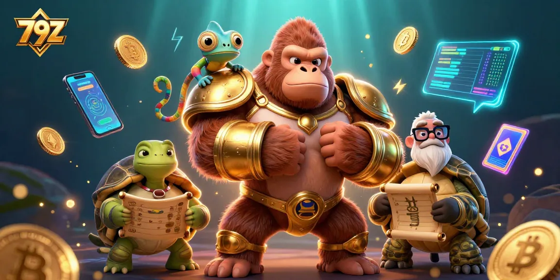 Engage with 79Z's vibrant casino world of excitement while encountering a powerful gorilla king.