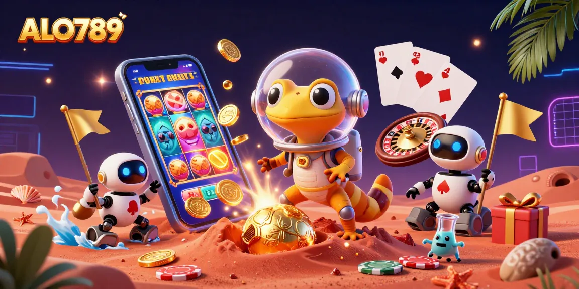 Engage with ALO789 for thrilling casino adventures in a vibrant alien landscape.