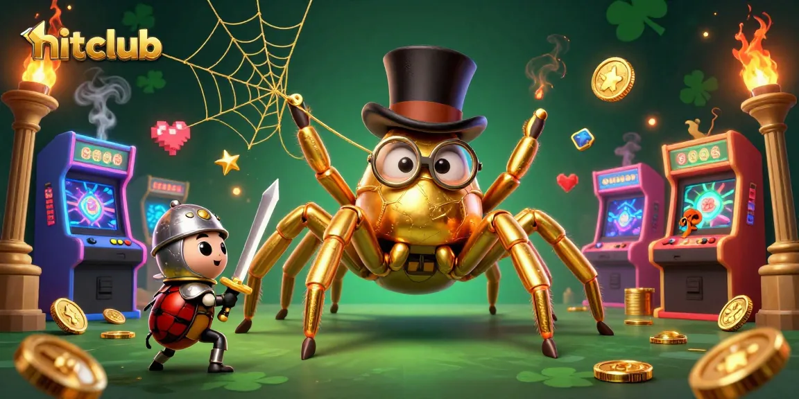 Experience hitclub's dynamic gameplay with a golden tarantula weaving rewards in a casino setting.