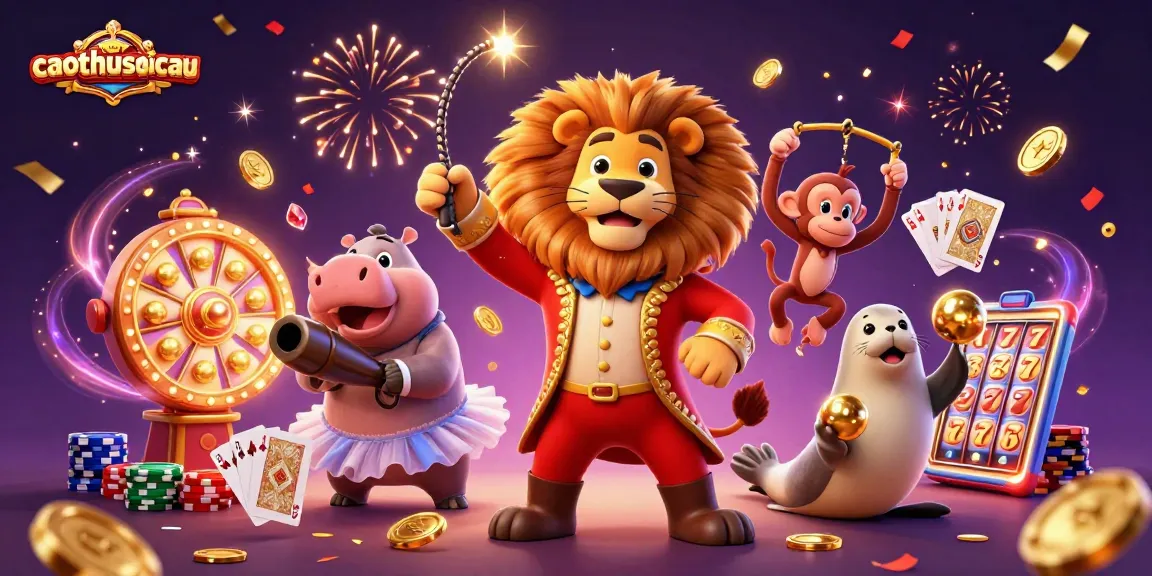 Experience the excitement of caothusoicau with vibrant casino characters and dynamic gambling elements in this 3D illustration.