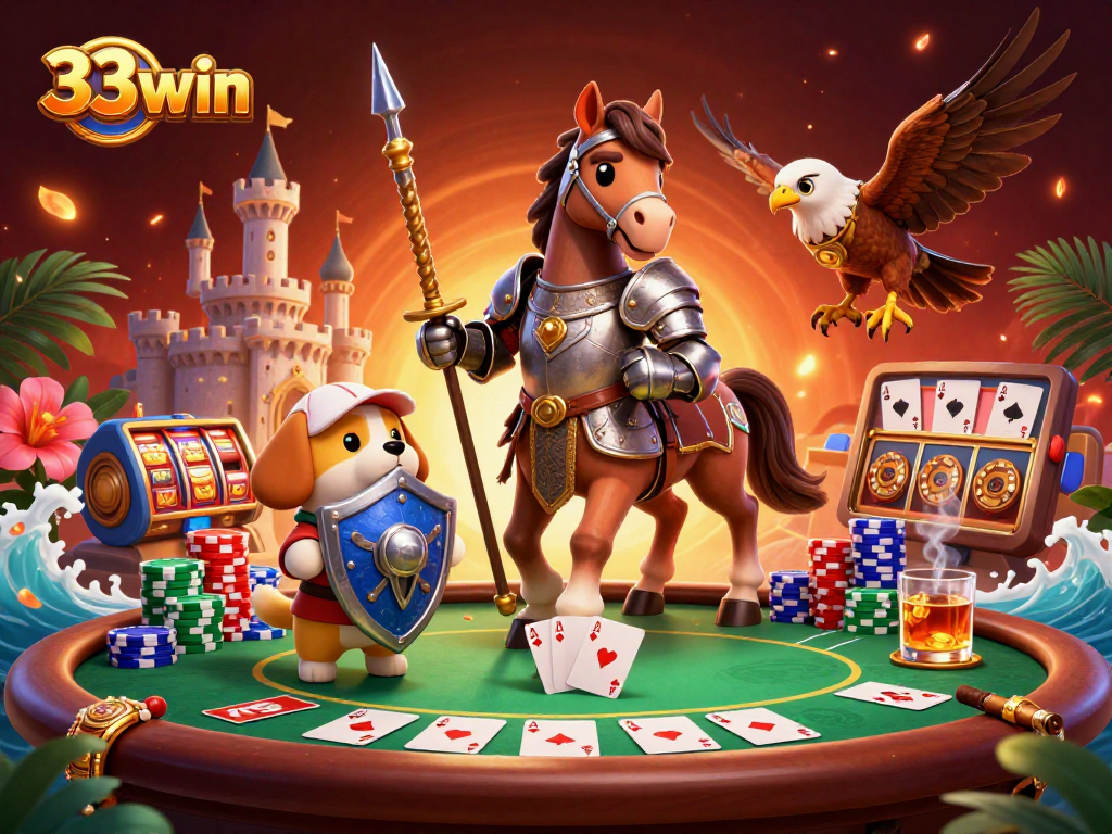 Engage with the thrilling 33win casino experience featuring knights and poker fun.