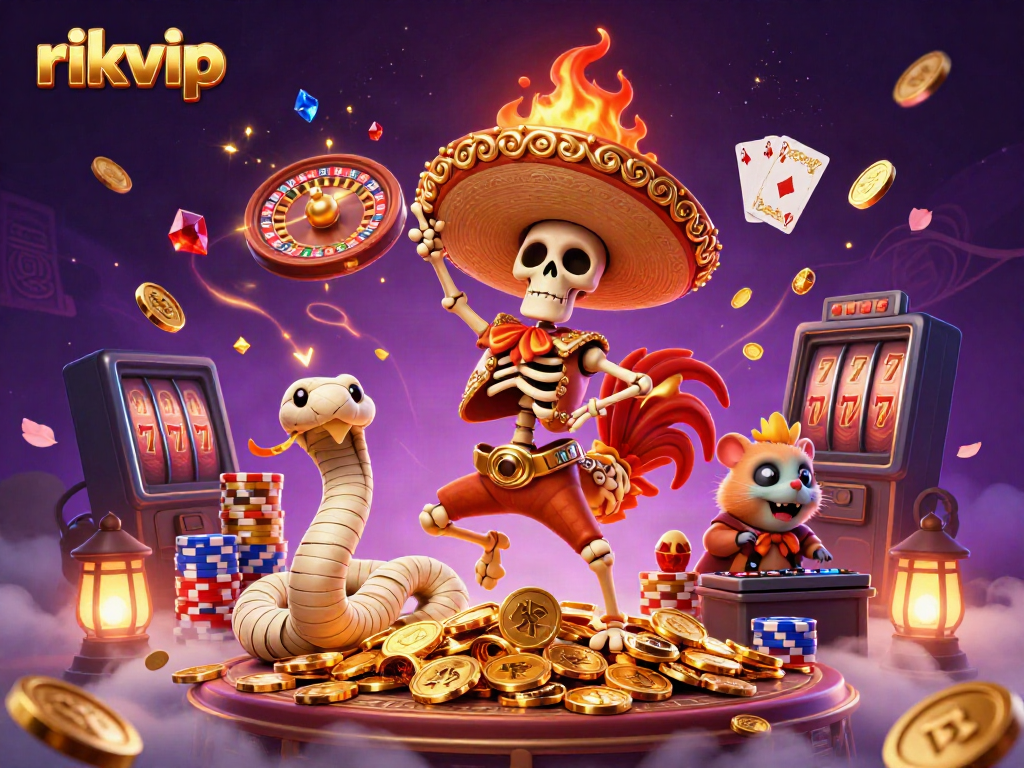 Experience the thrill of rikvip through vibrant casino characters and golden winnings!