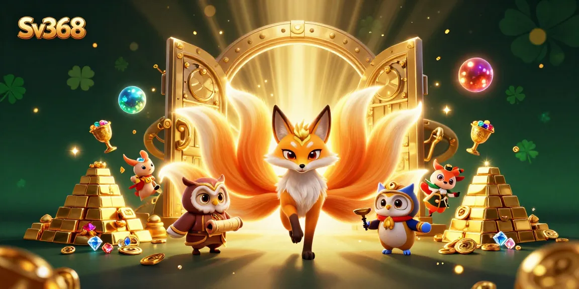 Engage with thrilling Sv368 gaming experiences in a vibrant, colorful casino scene filled with treasures.
