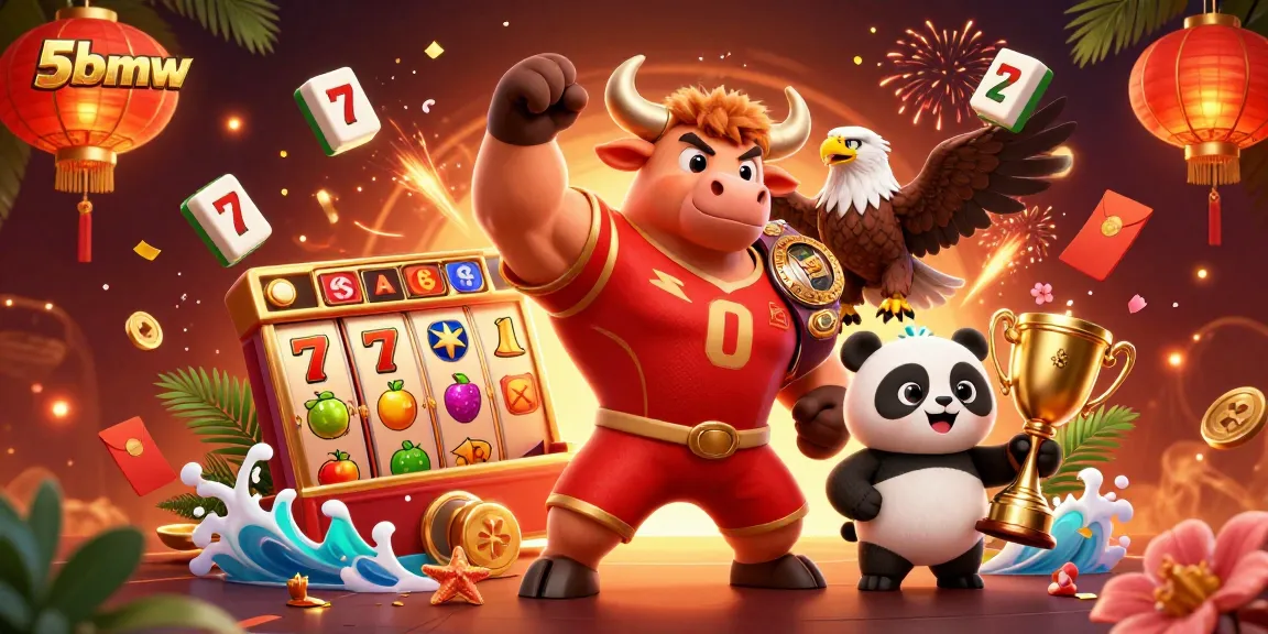 Engage in winning strategies at 5bmw casino with a vibrant 3D illustration showcasing exciting gaming elements.