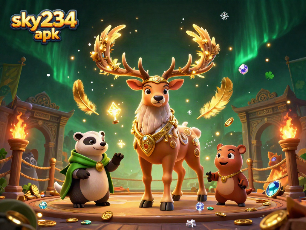 Experience the excitement of sky234 apk, featuring a Celtic druid stag and immersive casino elements.