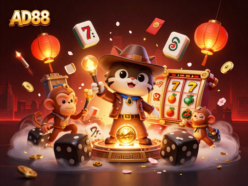 Engage with AD88's thrilling slot adventure featuring ancient treasures and playful characters.