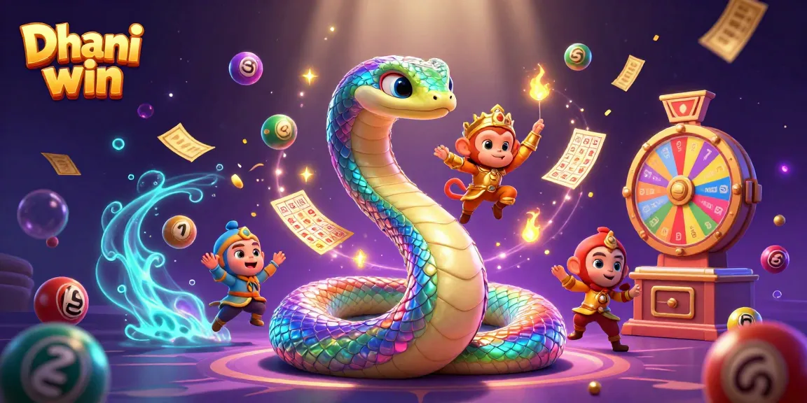 Dhani win lottery scene with colorful elements showcasing rewards and excitement in a vibrant gaming atmosphere